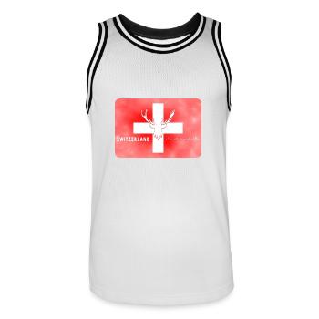 Drapeau suisse Suisse Faune sauvage - Maillot de basket Homme - blanc/noir - Devant - AI Model Male 185 dark (185cm)