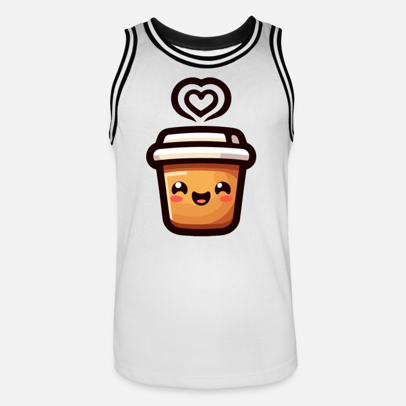 Caffeine Cutie : le joyeux Java - Maillot de basket Homme - blanc/noir