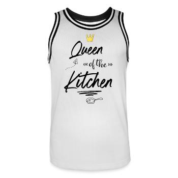 Tablier de cuisine amusant pour les femmes - Maillot de basket Homme - blanc/noir - Devant - AI Model Male 185 dark (185cm)