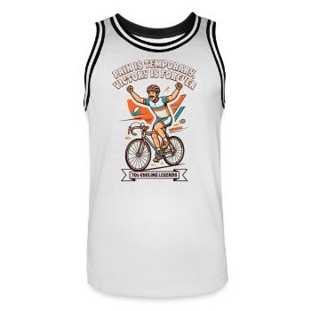70s Vintage Cycling Poster Pain Is Temporary - Men's Basketball Jersey - white/black - Front - AI Model Male 185 dark (185cm)