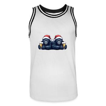 Gorilla Weihnachten Bier Team - Männer Basketball-Trikot - Weiß/Schwarz - Vorne - AI Model Male 185 dark (185cm)