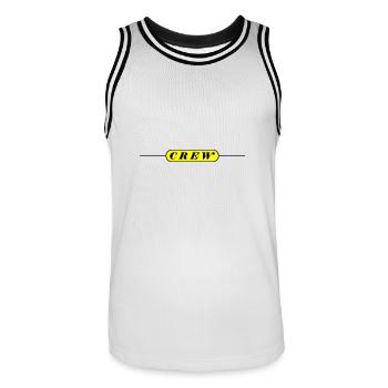 Crew Linie - Männer Basketball-Trikot - Weiß/Schwarz - Vorne - AI Model Male 185 dark (185cm)