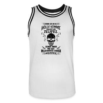 Hölle Teufel lustige Sprüche Grunge - Männer Basketball-Trikot - Weiß/Schwarz - Vorne - AI Model Male 185 dark (185cm)