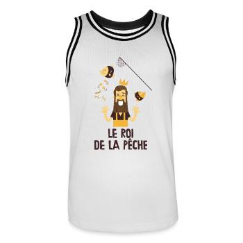 Le roi de la pêche - Maillot de basket Homme - blanc/noir - Devant - AI Model Male 185 dark (185cm)