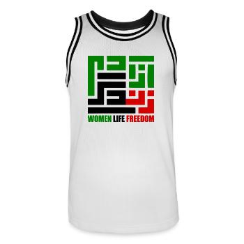 Women life freedom - Maillot de basket Homme - blanc/noir - Devant - AI Model Male 185 dark (185cm)