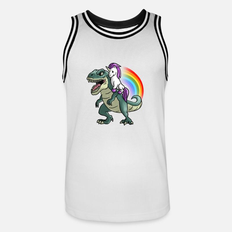 Einhorn Dinosaurier T-Rex Regenbogen Geschenk - Männer Basketball-Trikot - Weiß/Schwarz