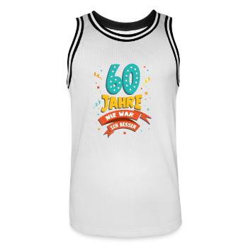 60 Jahre 60 Geburtstag Geschenk - Männer Basketball-Trikot - Weiß/Schwarz - Vorne - AI Model Male 185 dark (185cm)