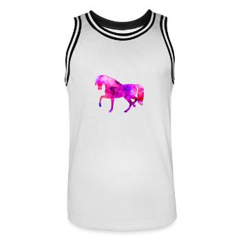 Pferd lustige Tiere blau-rosa Aquarell T Shirt Kin - Männer Basketball-Trikot - Weiß/Schwarz - Vorne - AI Model Male 185 dark (185cm)