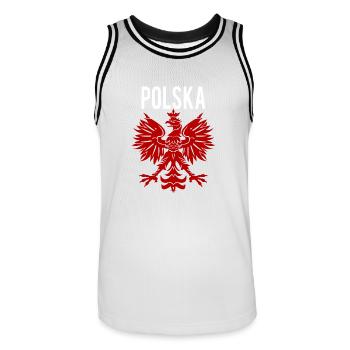 Polska Eagle - Men's Basketball Jersey - white/black - Front - AI Model Male 185 dark (185cm)