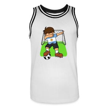 Argentinien-Fußball, der Kind Argentinier tupft - Männer Basketball-Trikot - Weiß/Schwarz - Vorne - AI Model Male 185 dark (185cm)