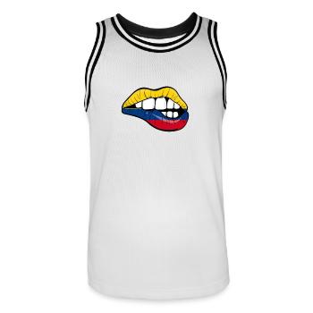 Colombie Football Cadeau Colombie Fan Sexy - Maillot de basket Homme - blanc/noir - Devant - AI Model Male 185 dark (185cm)