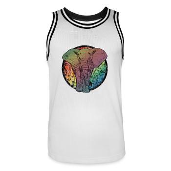 Caricature d'éléphant - Maillot de basket Homme - blanc/noir - Devant - AI Model Male 185 dark (185cm)