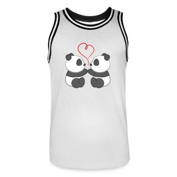 Panda - Panda T-Shirt - Pandamotiv - Liebe - Männer Basketball-Trikot - Weiß/Schwarz - Vorne - AI Model Male 185 dark (185cm)