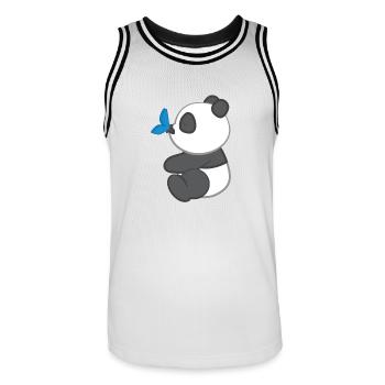 Panda - Panda T-Shirt - Pandamotiv - Schmetterling - Männer Basketball-Trikot - Weiß/Schwarz - Vorne - AI Model Male 185 dark (185cm)