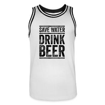 SAVE WATER DRINK BEER lustiges Bier Shirt Geschenk - Männer Basketball-Trikot - Weiß/Schwarz - Vorne - AI Model Male 185 dark (185cm)