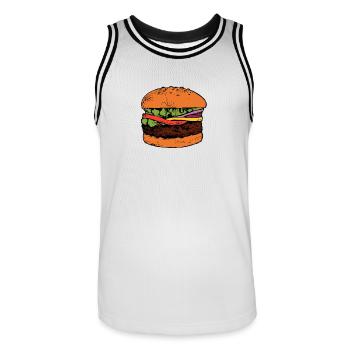 Burger Hamburger Cheeseburger Fast Food Hunger - Men's Basketball Jersey - white/black - Front - AI Model Male 185 dark (185cm)