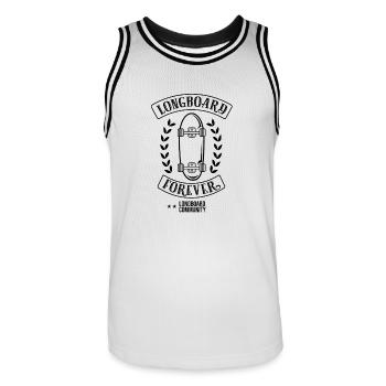 Longboard Forever Surf Surfing Vintage Chemise - Maillot de basket Homme - blanc/noir - Devant - AI Model Male 185 dark (185cm)