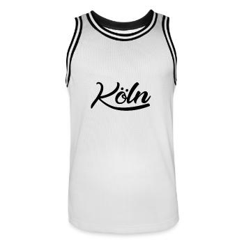 Köln Schriftzug in schwarz - Männer Basketball-Trikot - Weiß/Schwarz - Vorne - AI Model Male 185 dark (185cm)