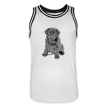 idée cadeau chiot carlin mignon chemise carlin carlin - Maillot de basket Homme - blanc/noir - Devant - AI Model Male 185 dark (185cm)