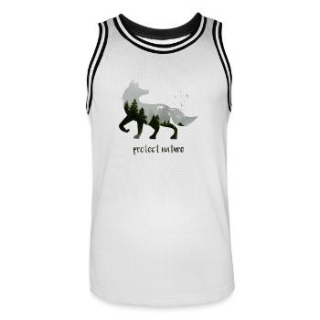 Conservation renard environnement animal cadeau - Maillot de basket Homme - blanc/noir - Devant - AI Model Male 185 dark (185cm)