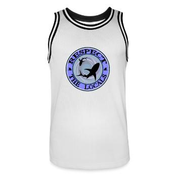 Respect The Locals Hai - Männer Basketball-Trikot - Weiß/Schwarz - Vorne - AI Model Male 185 dark (185cm)