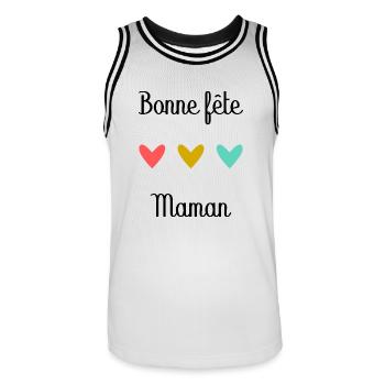 Bonne Fête Maman. Fête des mères - Maillot de basket Homme - blanc/noir - Devant - AI Model Male 185 dark (185cm)