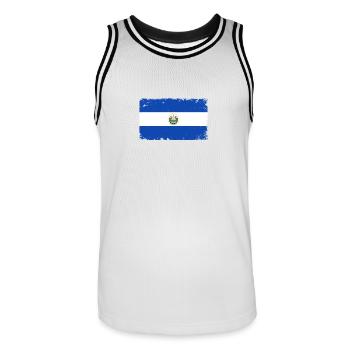 El Salvador Drapeau De Battements de coeur Vintage El Salvador - Maillot de basket Homme - blanc/noir - Devant - AI Model Male 185 dark (185cm)