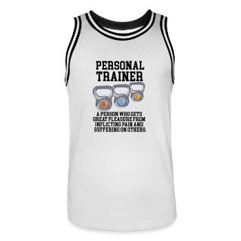 Personal Trainer Definition - Men's Basketball Jersey - white/black - Front - AI Model Male 185 dark (185cm)