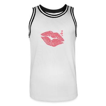 Kiss Mouth Saint-Valentin Amour Fleurs Vacances - Maillot de basket Homme - blanc/noir - Devant - AI Model Male 185 dark (185cm)