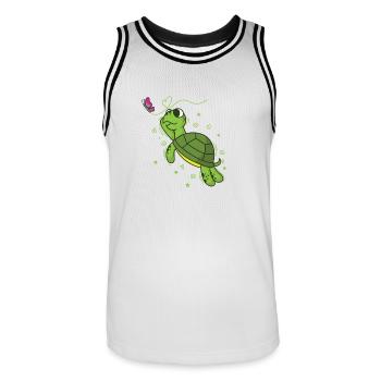Turtle with Butterfly Reptile Water - Men's Basketball Jersey - white/black - Front - AI Model Male 185 dark (185cm)