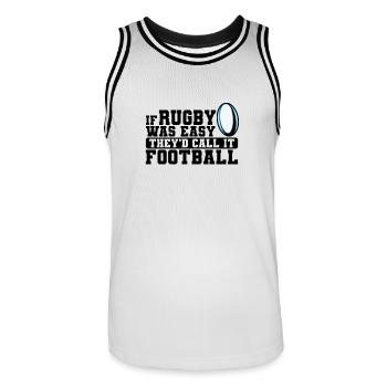 Si le rugby était facile, ils l’appelleraient football - Maillot de basket Homme - blanc/noir - Devant - AI Model Male 185 dark (185cm)