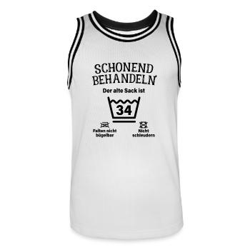 Schonend Behandeln 34. Geburtstag Der Alte Sack 34 - Männer Basketball-Trikot - Weiß/Schwarz - Vorne - AI Model Male 185 dark (185cm)