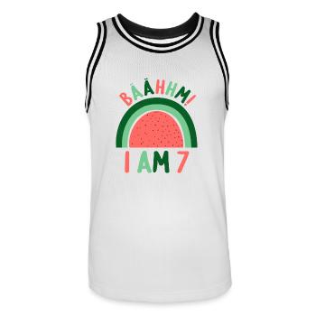 7 years Rainbow Rainbow 7th birthday - Men's Basketball Jersey - white/black - Front - AI Model Male 185 dark (185cm)