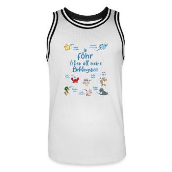 Meine Lieblingstiere in Föhr - Männer Basketball-Trikot - Weiß/Schwarz - Vorne - AI Model Male 185 dark (185cm)