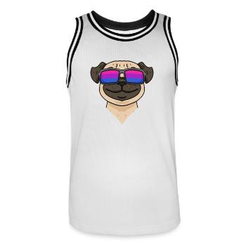 Bisexuell Mops Hund Geschenk - Männer Basketball-Trikot - Weiß/Schwarz - Vorne - AI Model Male 185 dark (185cm)