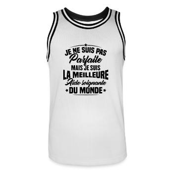 Je suis la meilleure aide soignante du monde - Maillot de basket Homme - blanc/noir - Devant - AI Model Male 185 dark (185cm)