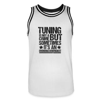 Tuning is not a Crime but Sometimes... - Männer Basketball-Trikot - Weiß/Schwarz - Vorne - AI Model Male 185 dark (185cm)