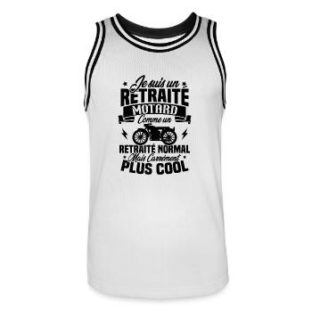 Je suis un retraité motard un retraité normal - Maillot de basket Homme - blanc/noir - Devant - AI Model Male 185 dark (185cm)