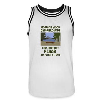 Camping slogan camping - Maillot de basket Homme - blanc/noir - Devant - AI Model Male 185 dark (185cm)