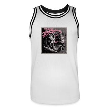 Vintage Japanische Sakura Kirschblüten Tempel - Männer Basketball-Trikot - Weiß/Schwarz - Vorne - AI Model Male 185 dark (185cm)