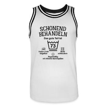 73. Geburtstag Schonend Behandeln 73 Teil Ist 73 - Männer Basketball-Trikot - Weiß/Schwarz - Vorne - AI Model Male 185 dark (185cm)