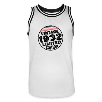 Édition limitée depuis 1932 Cadeau d’anniversaire - Maillot de basket Homme - blanc/noir - Devant - AI Model Male 185 dark (185cm)