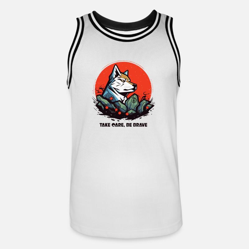 Sei mutig wie ein Wolf - Männer Basketball-Trikot - Weiß/Schwarz