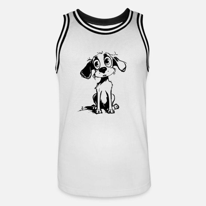 Simpatico cane randagio sognatore - Maglia da basket per uomo - bianco/nero