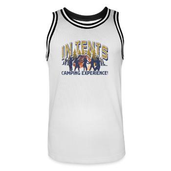 In tents camping experience! - Men's Basketball Jersey - white/black - Front - AI Model Male 185 dark (185cm)