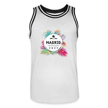 Madrid 2024 Bunt - Männer Basketball-Trikot - Weiß/Schwarz - Vorne - AI Model Male 185 dark (185cm)