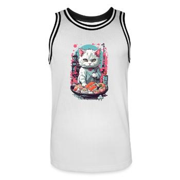 Style esthétique de chat Sushi Pastel gothique - Maillot de basket Homme - blanc/noir - Devant - AI Model Male 185 dark (185cm)