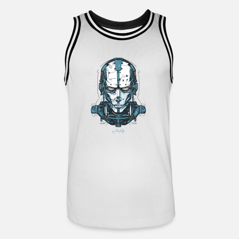 Ein Cyborg-Roboter Tech - Männer Basketball-Trikot - Weiß/Schwarz