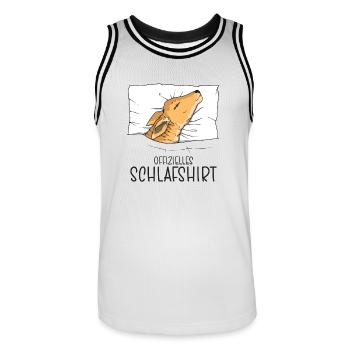 Offizielles Schlafshirt Kalb, Schlafanzug Kälbchen - Männer Basketball-Trikot - Weiß/Schwarz - Vorne - AI Model Male 185 dark (185cm)