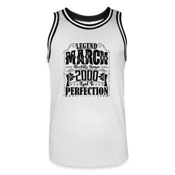 March 2000. March 2000 Birthday Gift. March. - Men's Basketball Jersey - white/black - Front - AI Model Male 185 dark (185cm)